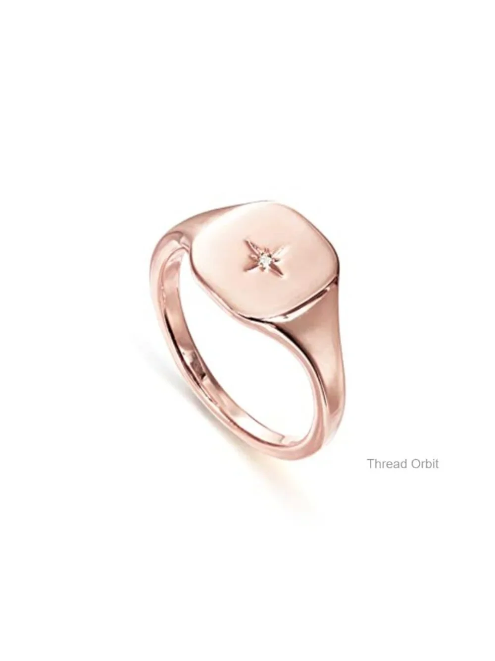 14K Gold Plated Engraved Signet Ring with Cubic Zirconia Stacking Ring